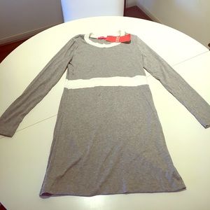 Short gray with white casual dress long sleeves